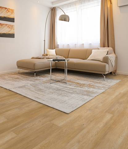 PVC-freier Designboden Holzoptik hell im Wohnbereich ECO1250