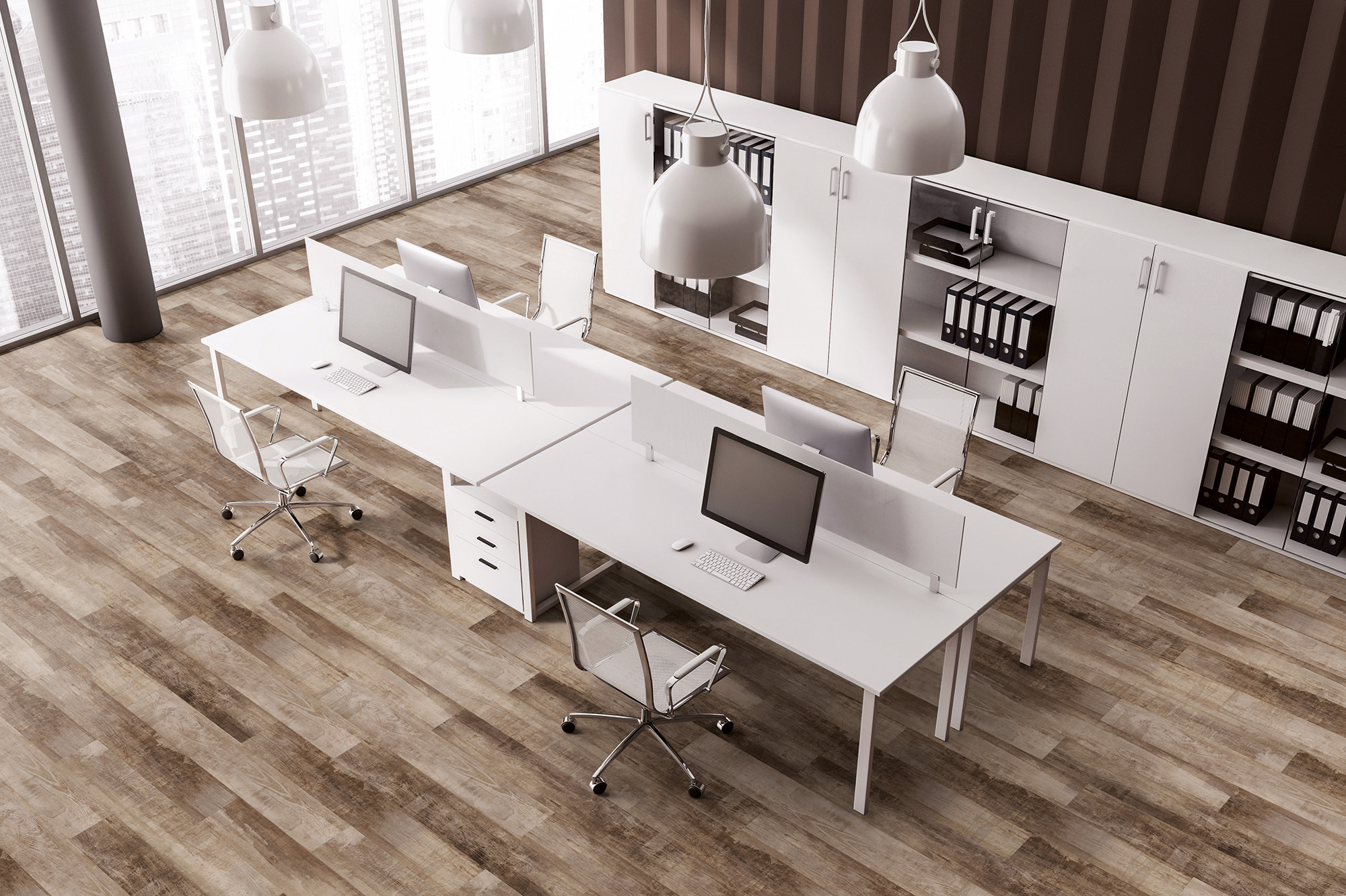 Designboden-Büro-Dunkel-Holzoptik